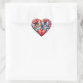 Waterverf katten met hart sticker (Tas)