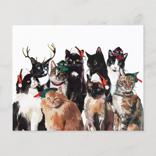 Waterverf katten met kerstmutsen Kaart (Voorkant)