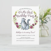 Waterverf Katten Spint de geboorte Kaart (Staand voorkant)