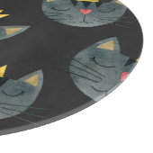 Waterverf kattengezichten, zwart naadloos. snijplank (Hoek)