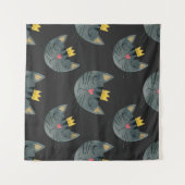 Waterverf kattengezichten, zwart naadloos. wandkleed (Voorkant (horizontaal))