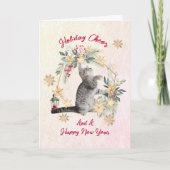 Waterverf Kattenvakantie Moderne Kerstgroeten Feestdagen Kaart (Voorkant)