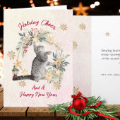 Waterverf Kattenvakantie Moderne Kerstgroeten Feestdagen Kaart