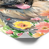 Waterverf Keeshond Dog Art Print voor Hondenliefhe (Hoek)