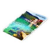 Waterverf Kefalonia Griekenland Kustgebied Uitzich Magneet (Linkerzijde)