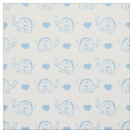 waterverf keiblauwe baby olifanten en harten stof