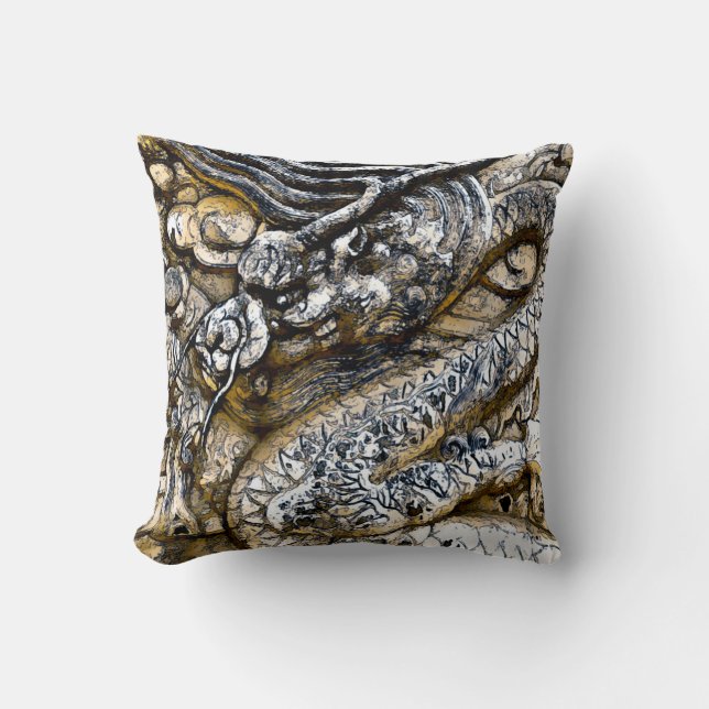 Waterverf keizer Dragon Stone Art Sierkussen (Voorkant)