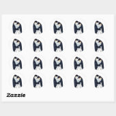 Waterverf keizer Penguins Ronde Sticker (Vel)