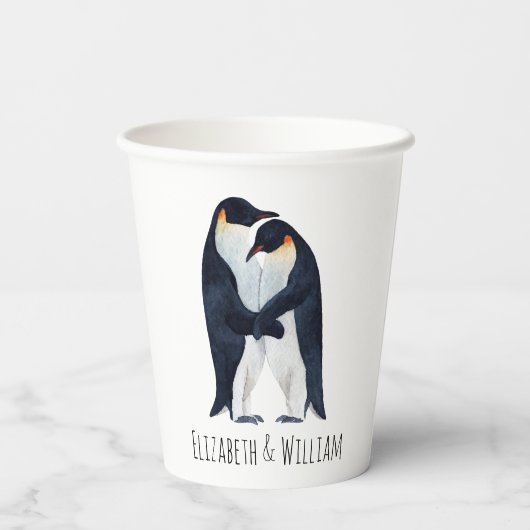 Waterverf keizer pinguins papieren bekers (Achterkant)