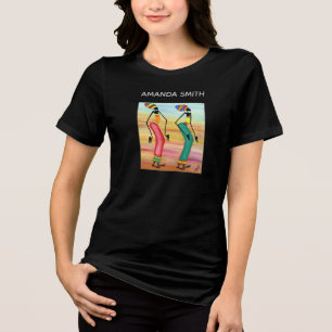 Waterverf Kenia African Art Walking Ladies Tri-Blend Shirt