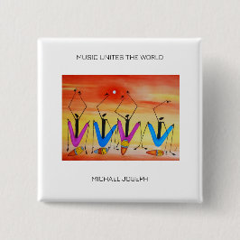 Waterverf Kenia African Art, Zomerfestival Vierkante Button 5,1 Cm