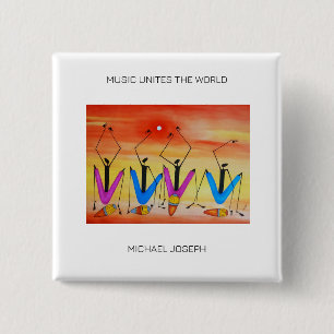 Waterverf Kenia African Art, Zomerfestival Vierkante Button 5,1 Cm