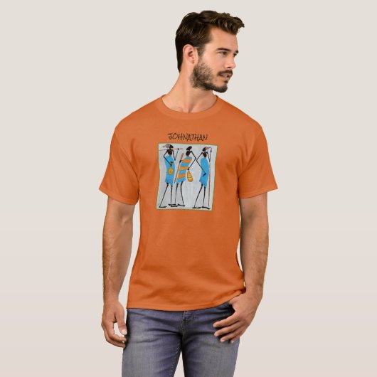 Waterverf Kenia Afrikaanse kunst, Maasai krijgers T-shirt (Voorkant volledig)