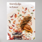 Waterverf Kennis is Macht Inspirerend Poster (Voorkant)