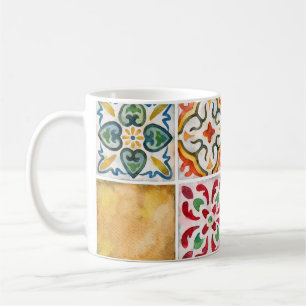 Waterverf keramische tegels collectie. Vierkant vi Koffiemok