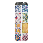 Waterverf keramische tegels collectie. Vierkant vi Thermosbeker (Achterkant)