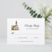 Waterverf Kerk bruiloft RSVP (Staand voorkant)