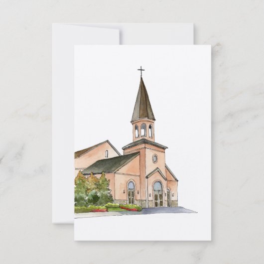 Waterverf Kerk bruiloft RSVP Kaart (Achterkant)