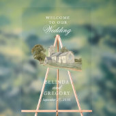 Waterverf Kerk Traditioneel Monogram Huwelijk Acryl Bord (Neutraal)