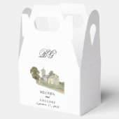 Waterverf Kerk Traditioneel Monogram Huwelijk Bedankdoosjes (Geopend)