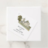 Waterverf Kerk Traditioneel Monogram Huwelijk Bedankjes Labels (In situ)