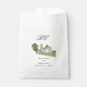 Waterverf Kerk Traditioneel Monogram Huwelijk Bedankzakje (Voorkant)