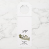 Waterverf Kerk Traditioneel Monogram Huwelijk Flessenhanger (Achterkant)