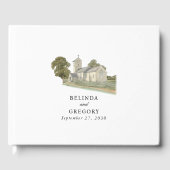 Waterverf Kerk Traditioneel Monogram Huwelijk Gastenboek (Voorkant)