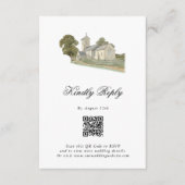 Waterverf Kerk Traditioneel Monogram Huwelijk Informatiekaartje (Voorkant)