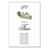 Waterverf Kerk Traditioneel Monogram Huwelijk Kaart (Achterkant)