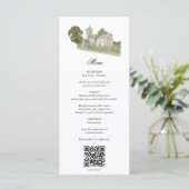 Waterverf Kerk Traditioneel Monogram Huwelijk Menu (Staand voorkant)