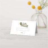 Waterverf Kerk Traditioneel Monogram Huwelijk Plaatskaartje (Voorkant)