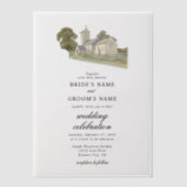 Waterverf Kerk Traditioneel Monogram Huwelijk Vellum Uitnodigingen (Voorkant)