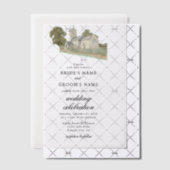 Waterverf Kerk Traditioneel Monogram Huwelijk Vellum Uitnodigingen (Offset (Uitnodiging))