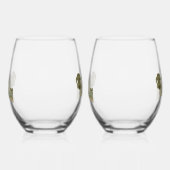 Waterverf Kerk Traditioneel Monogram Huwelijk Wijnglas Zonder Voet (Links)