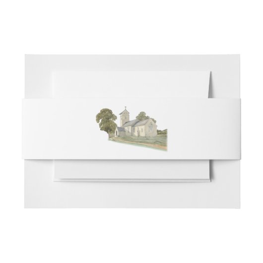 Waterverf Kerk Traditionele Christelijke bruiloft Uitnodigingen Wikkel (Voorkant Voorbeeld)