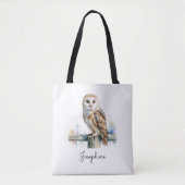 Waterverf Kerkuil Persoonlijke Herbruikbare Tote Bag (Voorkant)