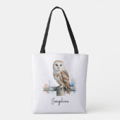 Waterverf Kerkuil Persoonlijke Herbruikbare Tote Bag (Achterkant)