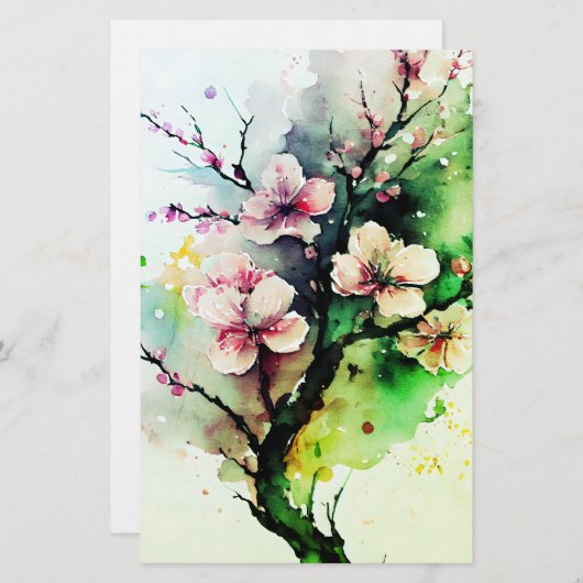 Waterverf kerry Blossom Soap Wrap Paper (Voorkant / Achterkant)