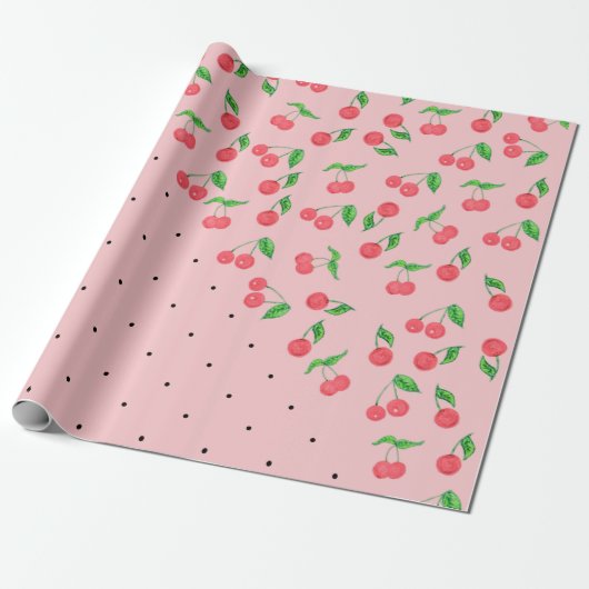 waterverf kerry zwarte polka - puntenpatroon cadeaupapier (Uitgerold)