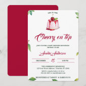 Waterverf Kers Op Top Roze Rood Baby shower Kaart (Voorkant / Achterkant)