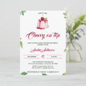 Waterverf Kers Op Top Roze Rood Baby shower Kaart (Staand voorkant)