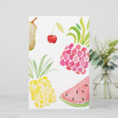 Waterverf kersen anananas watermeloen briefpapier (Staand voorkant)