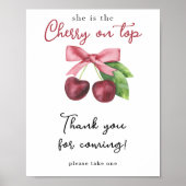 Waterverf kersen baby shower - Dank u Poster (Voorkant)