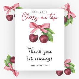Waterverf kersen baby shower - Dank u Poster