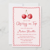 Waterverf Kersen Babyshower Uitnodiging (Voorkant)