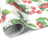  Waterverf Kersen Bloemenpatroon Cadeaupapier (Rol Hoek)