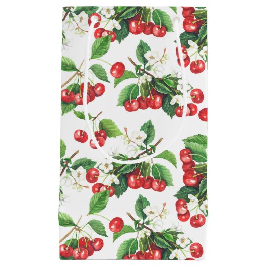Waterverf Kersen Bloemenpatroon Klein Cadeauzakje (Voorkant)