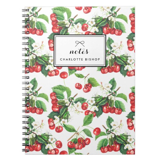 Waterverf Kersen Bloemenpatroon Notitieboek (Voorkant)
