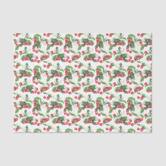  Waterverf Kersen Bloemenpatroon Tissuepapier (Voorkant)